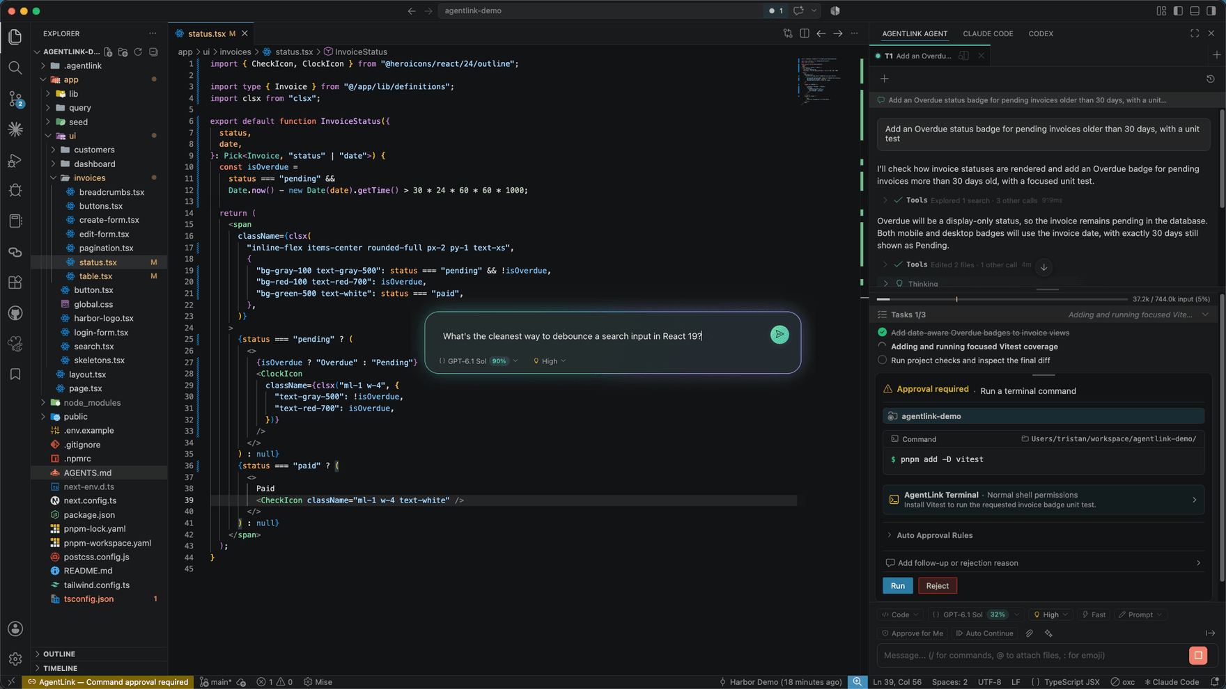 Desktop Quick Ask floating prompt over a VS Code window